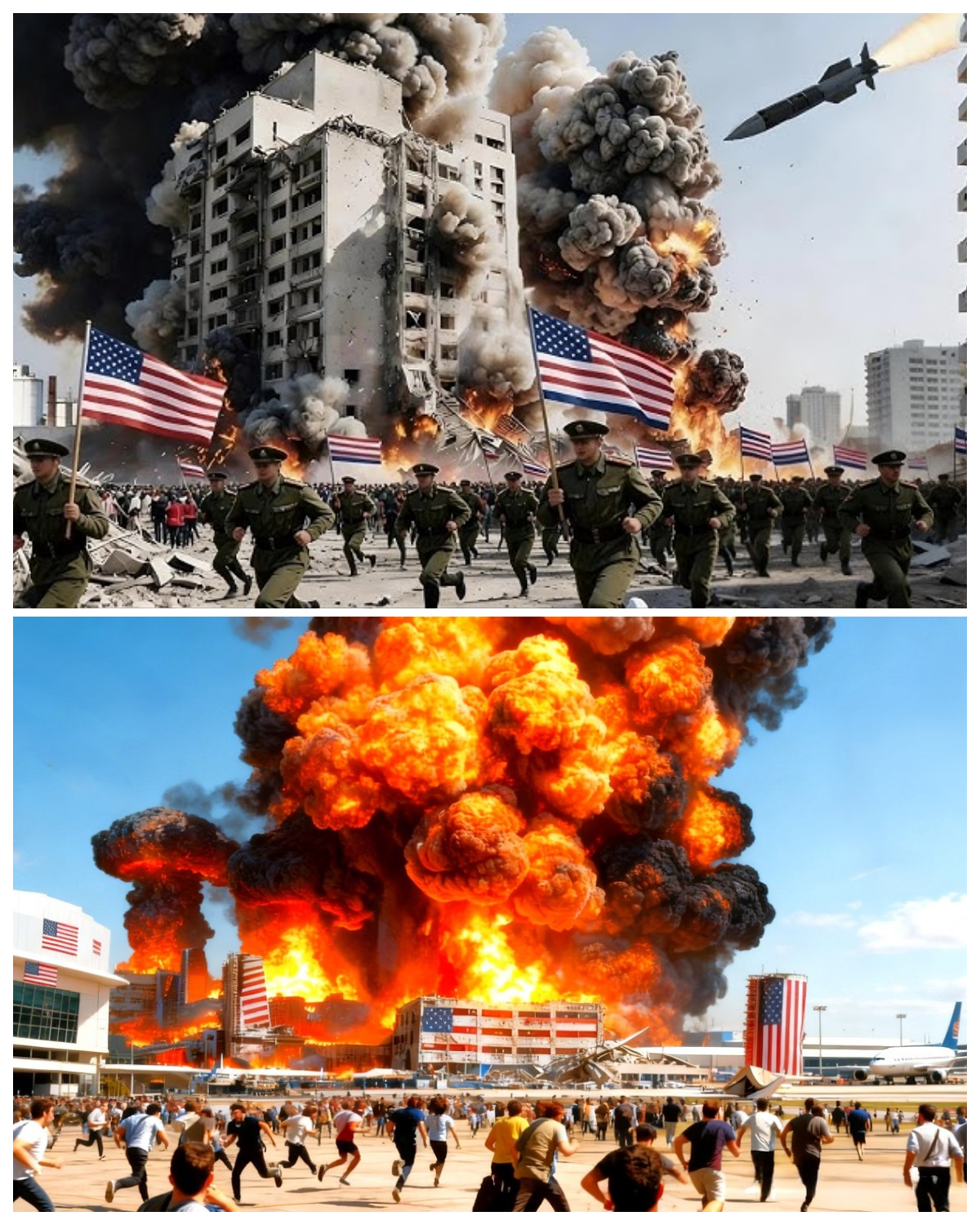 1 hours ago! 7 large buildings housing thousands of US troops were hit by a mysterious attack.<p>