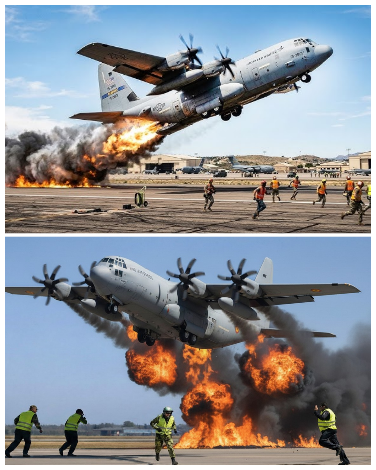Emergency Takeoff! US Air Force C-130J Super Hercules Pilot & Crew At Full Speed
