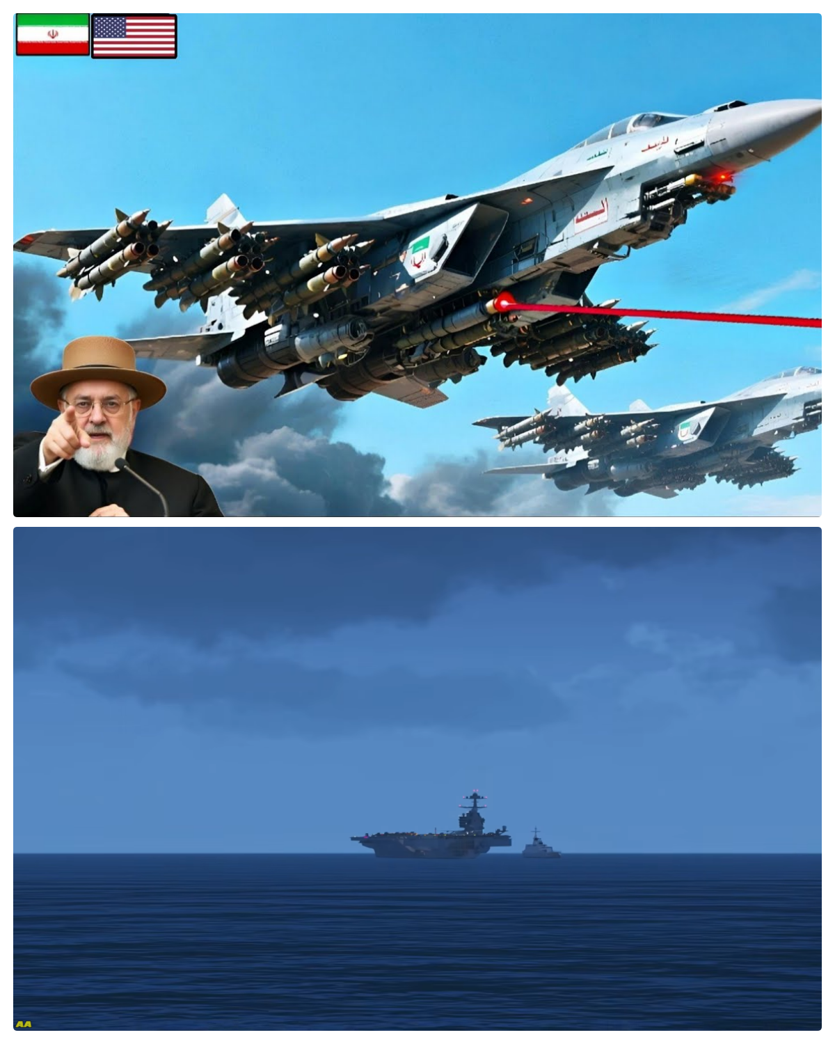 Today! Two Iranian stealth fighter jets with advanced weaponry destroyed a US aircraft carrier.