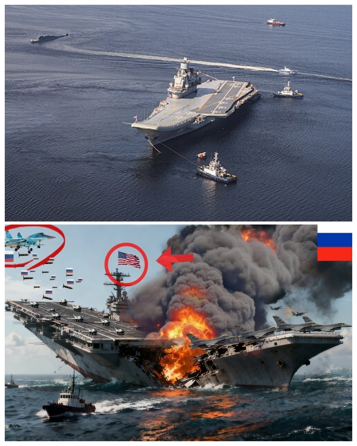 Russian Sukhoi Su-35 pilot successfully attack and sink US aircraft carrier in the black sea