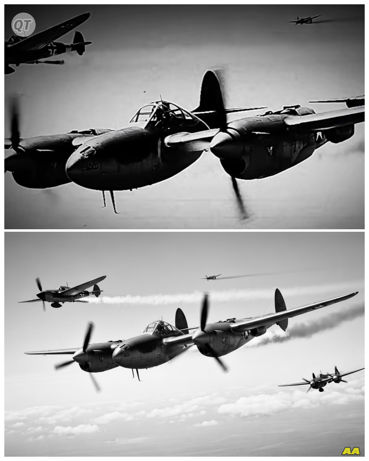 “German Pilots Couldn’t Believe It — P-38 Lightning’s Twin Engines Outran Their Bf 109s!”-ZZ