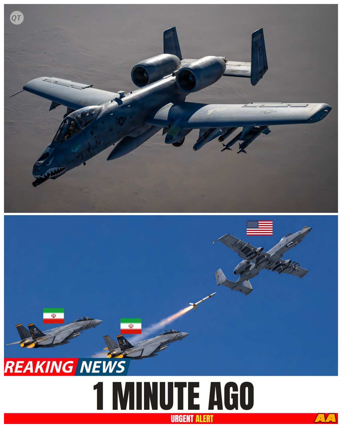 “Iran’s F-14 Tomcats Set to Strike: A-10 Warthog Falls Into Perfect Trap in Hormuz!” -ZZ  In a stunning turn of events, two Iranian F-14 Tomcats have orchestrated a deadly trap for an A-10 Warthog in the strategic waters of Hormuz! As the tension mounts and the clock ticks down, the fate of the warplane hangs in the balance. What tactical maneuvers are being employed, and how will this high-stakes encounter play out? The unfolding drama promises to be nothing short of explosive! The full story is in the comments below.