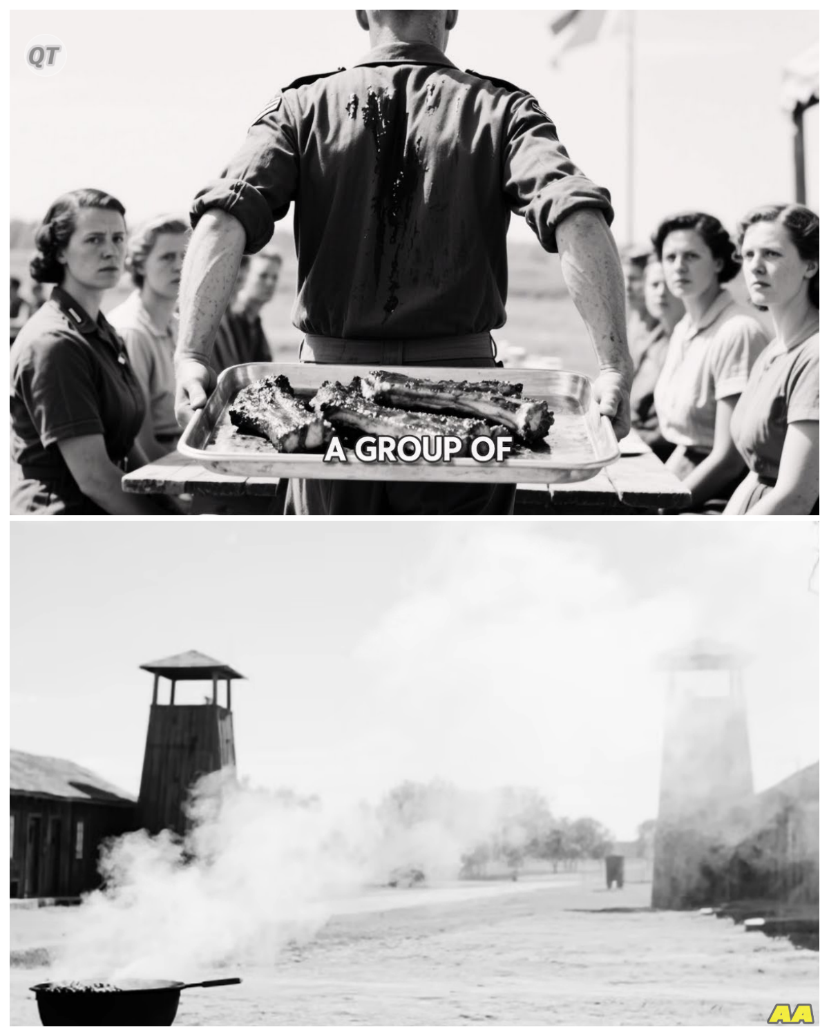 When German Women POWs Taste American BBQ For the First Time-ZZ