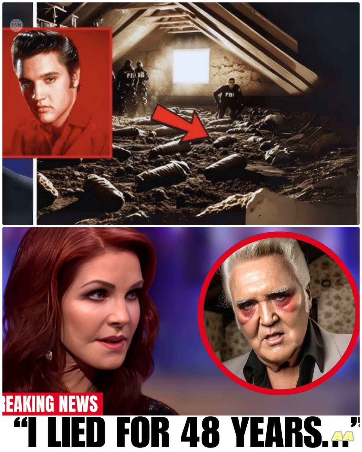 Elvis Presley’s Attic Was Opened After 48 Years – And Who’s Inside Is Shocking.  For almost fifty years, the attic at Elvis Presley’s Graceland stayed locked tight. It was a dusty, forgotten space that even his closest family never stepped into. But when they finally opened it, what they found wasn’t just old pictures or shiny jumpsuits, someone had been living up there. The feelings it stirred were so personal, so deep, they were almost unsettling. Who had been hiding in Elvis’s attic all this time? And did the Presley family know about it? Join us as we find out who has been in Elvis Presley’s locked attic for forty eight years.