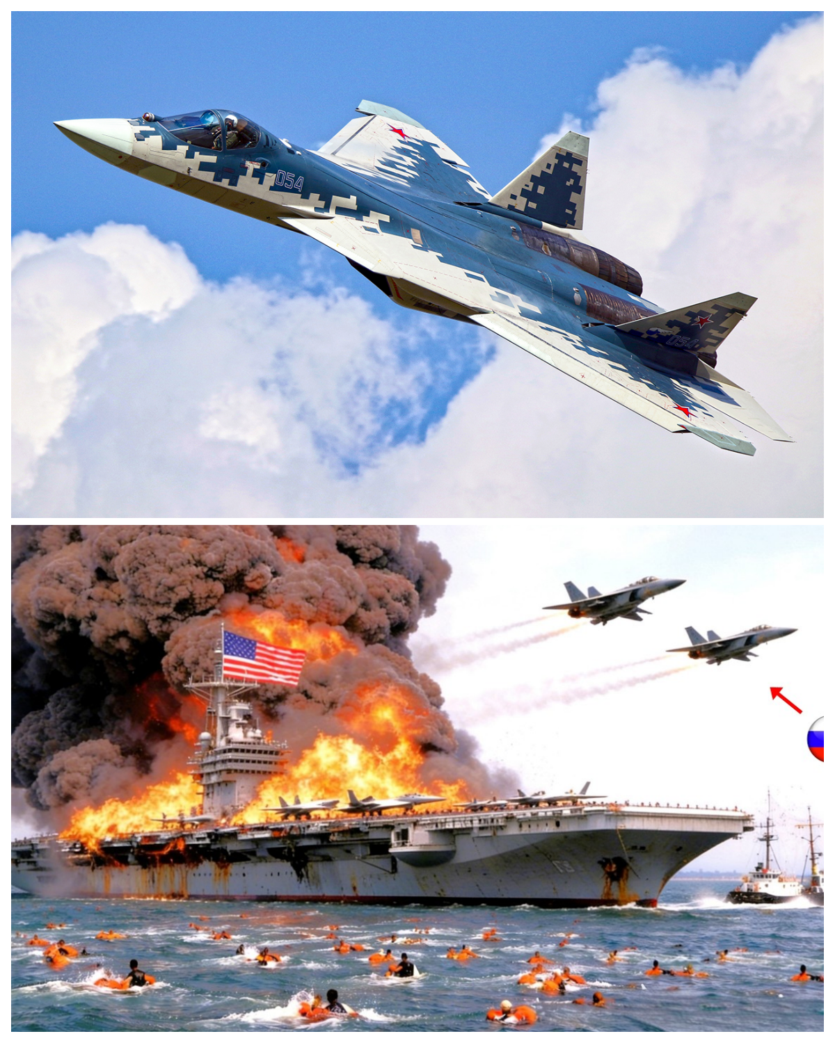 2 hours ago! A Sukhoi Su-57 Felon jet destroyed a US aircraft carrier, look what happened!