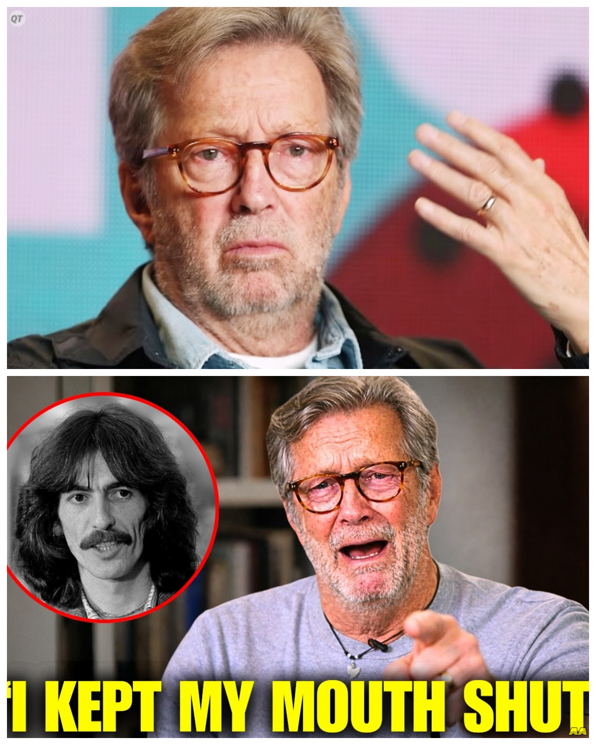 “Rock ‘n’ Roll Secrets: ‘It’s Not What You Think!’ – Clapton’s Shocking Take on His Love-Hate Relationship with Harrison!” As he reaches a milestone birthday, Eric Clapton finally reveals the truth about his tumultuous relationship with George Harrison, provocatively stating, “It’s not what you think!” as he dives into the complexities of their bond, filled with passion, rivalry, and unspoken words that shaped their lives and careers; this explosive revelation is bound to leave fans questioning the true nature of their connection and the hidden stories behind the music that defined a generation.  The full story is in the comments below.