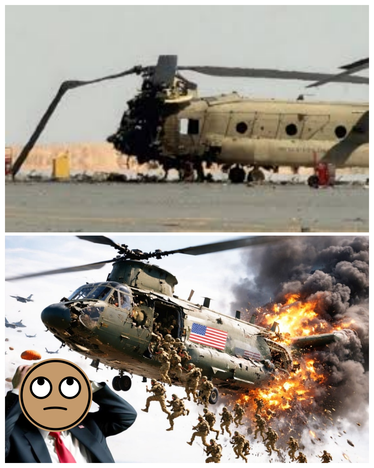 5 US CH-47 helicopters carrying elite troops were shot down by Russian SU-57 fighter jets.