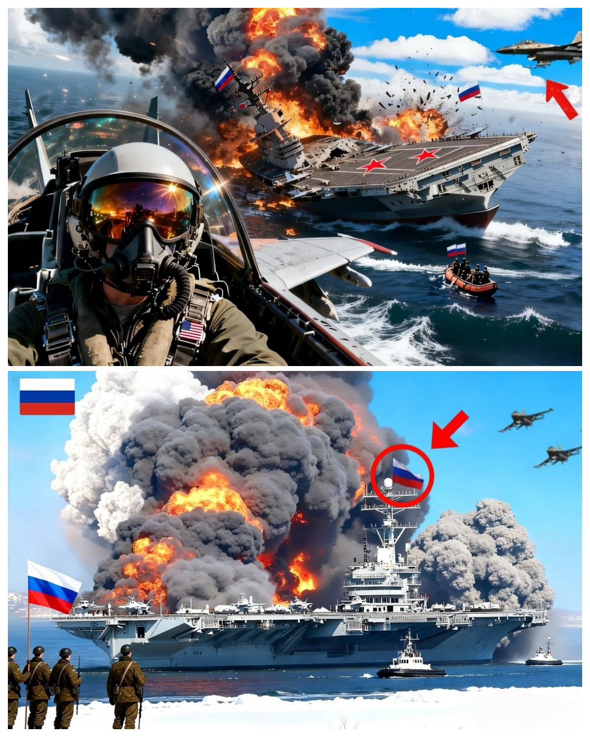 5 minutes ago! A US F-35 pilot brutally destroyed a Russian aircraft carrier.<p>