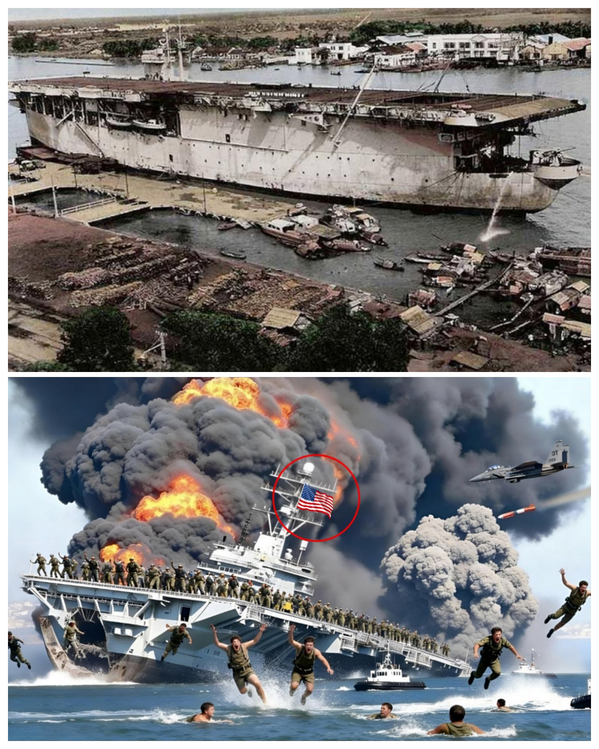 Shocking the world! Seven unidentified fighter jets sank two US stealth aircraft carriers.
