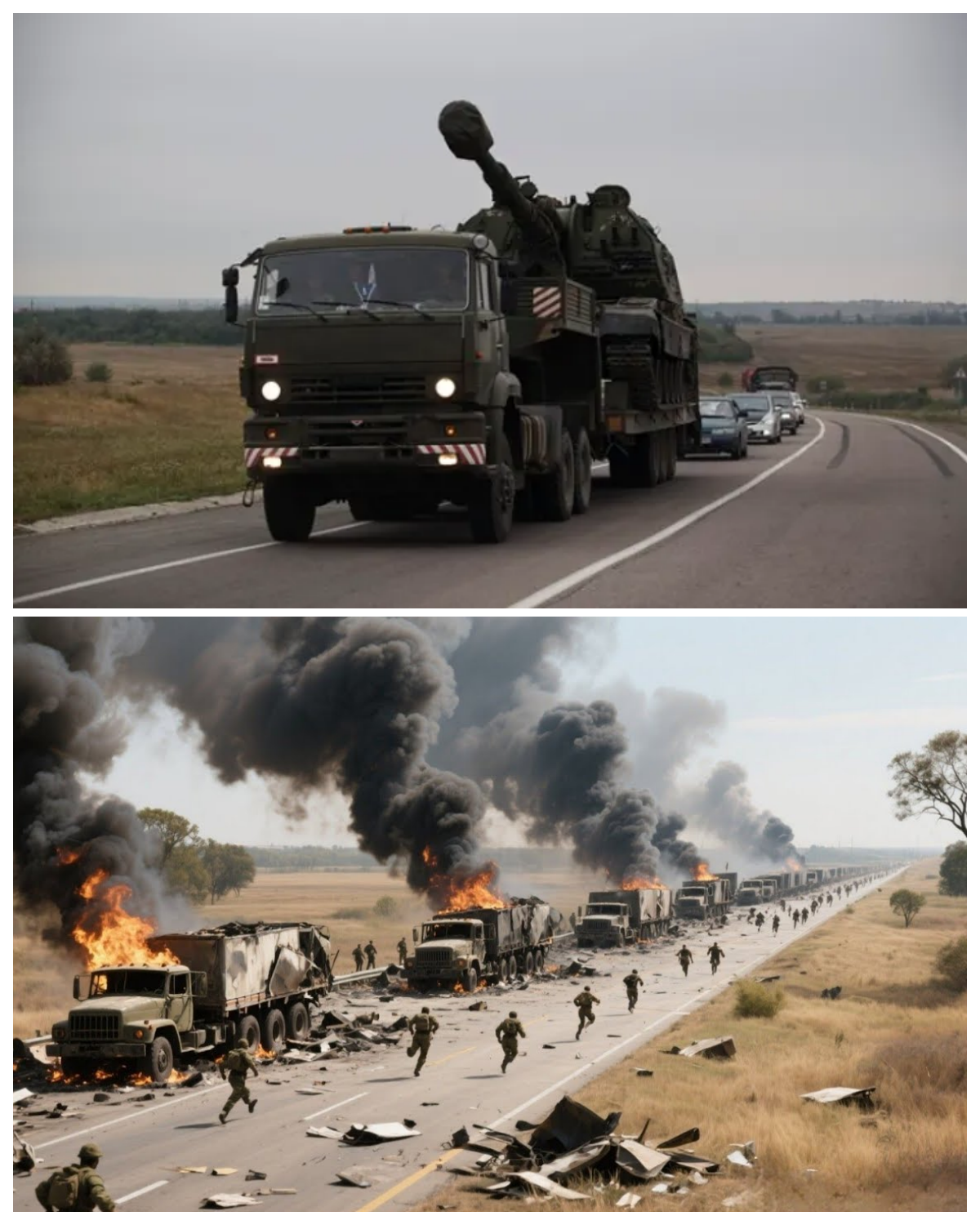 2 hours ago! 200 trucks carrying 2,300 US troops were blocked by Russian troops at the border