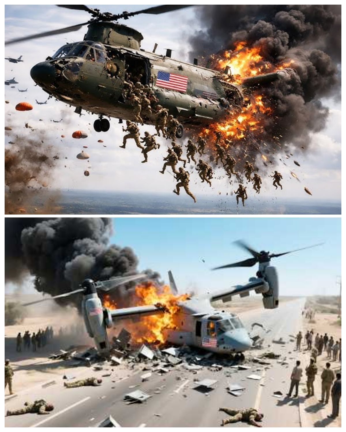 4 US MV-22B aircraft carrying 700 elite troops were shot down by Russian SU-57s