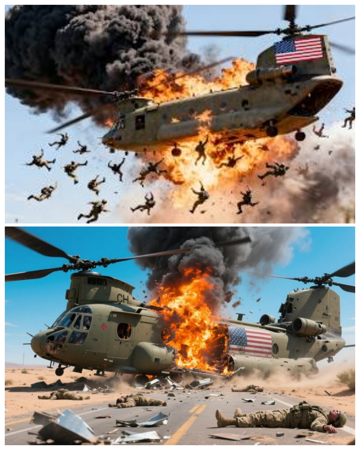 2 Hours Ago! 4 US CH-47 helicopters carrying 250 elite troops were shot down by Russian SU-57s.
