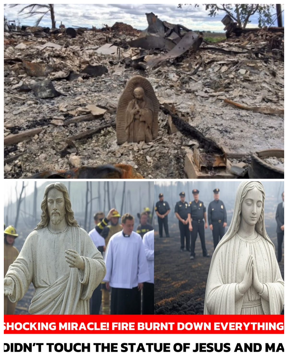 Holy Bible, Statue of Mary, and Jesus Miraculously Untouched as Fire Destroys Every other Thing