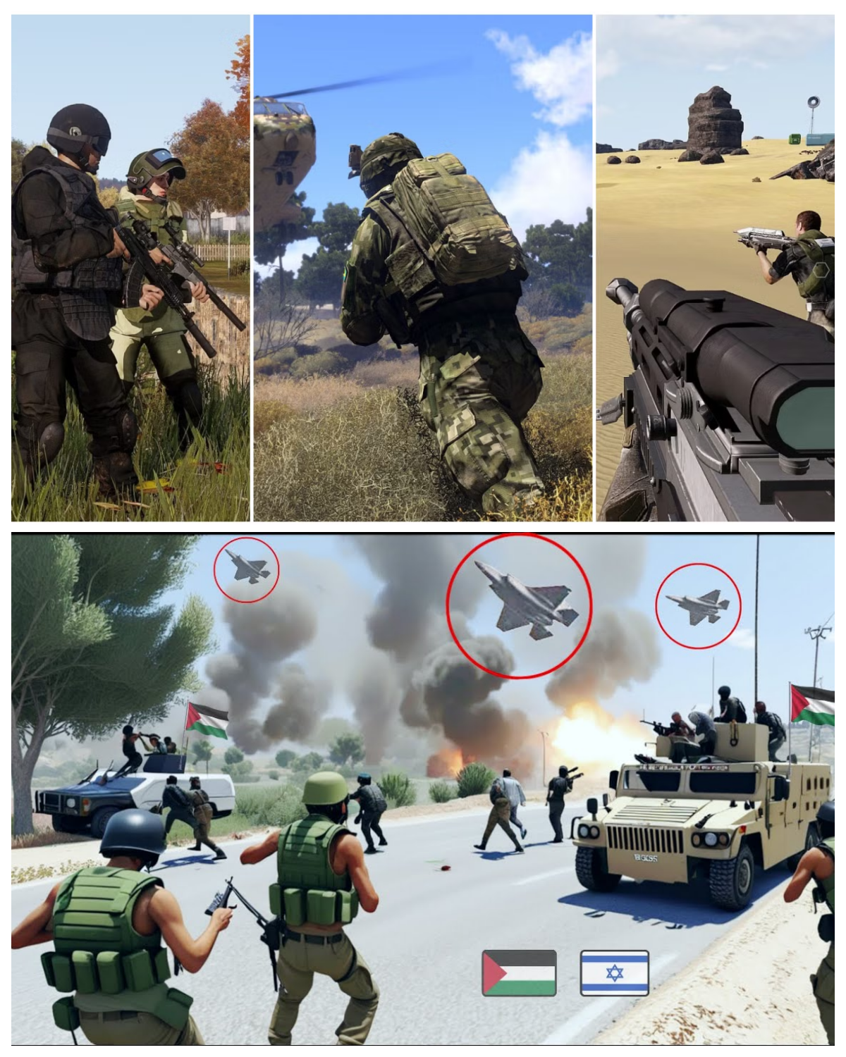 Real war simulation game, Arma Three, gameplay.