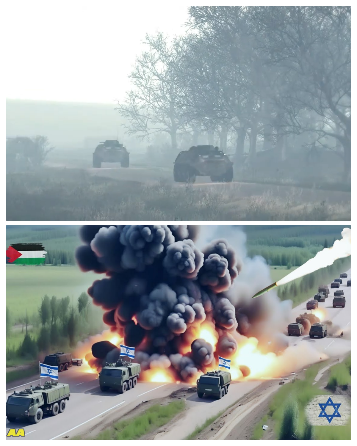 13 minutes ago! Palestinian militant missiles destroy 100 advanced Israeli tanks.