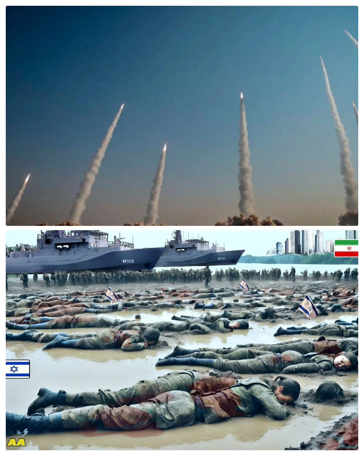 Just happened! Israeli naval base attacked by Iranian hypersonic missiles.