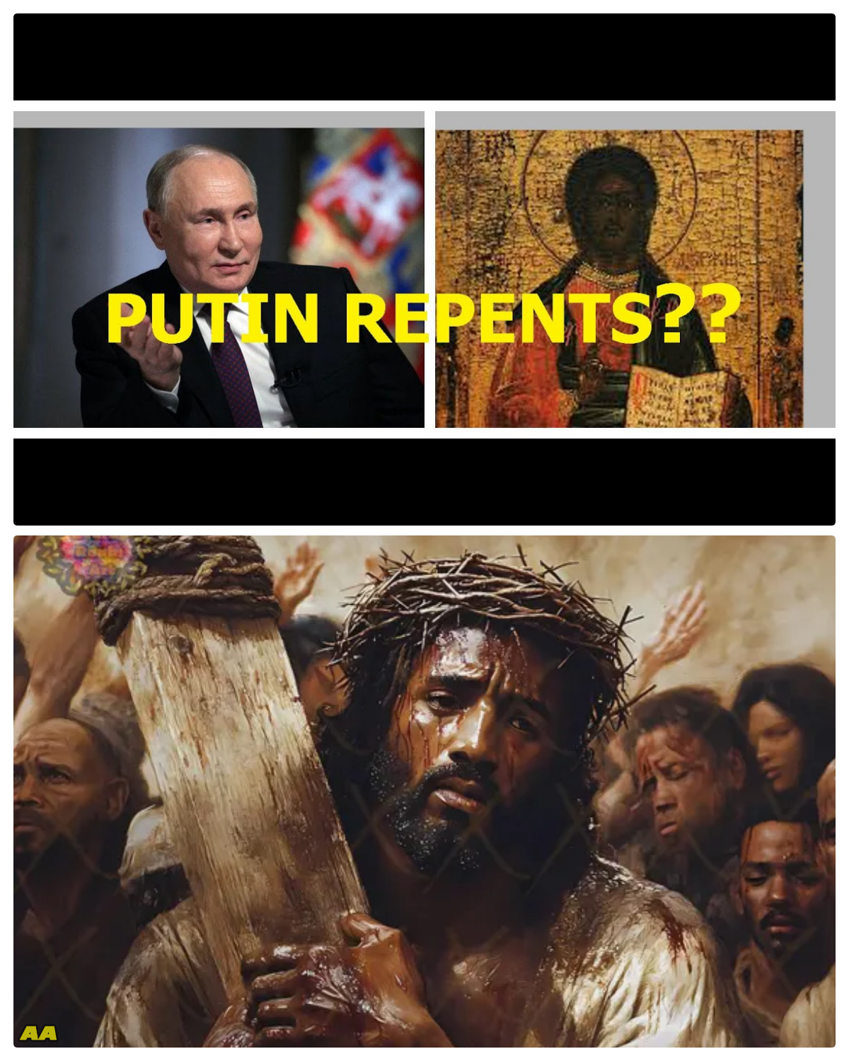PUTIN PRESENTS BLACK JESUS. DID BLACK-COON JEWS KILL JESUS? ‪