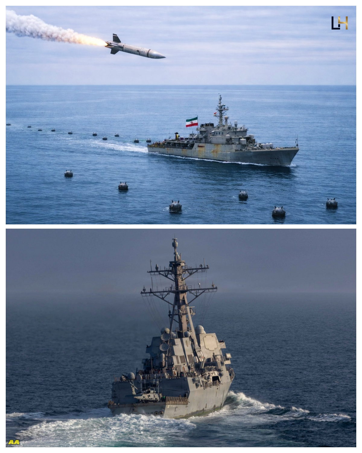 1 MINUTE AGO! A precision strike by the US Navy hit an Iranian mine-laying warship.<p>