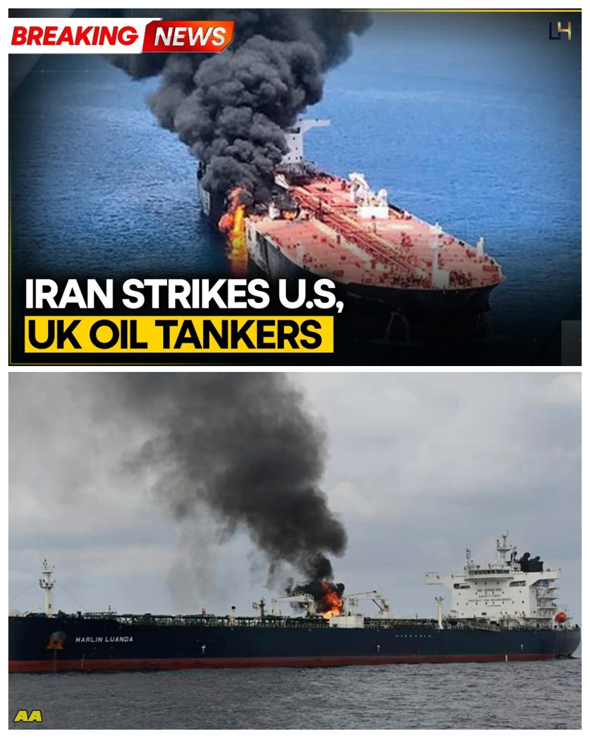 US-Iran War: 3 U.S. & UK Linked Oil Tankers Attacked in Strait of Hormuz