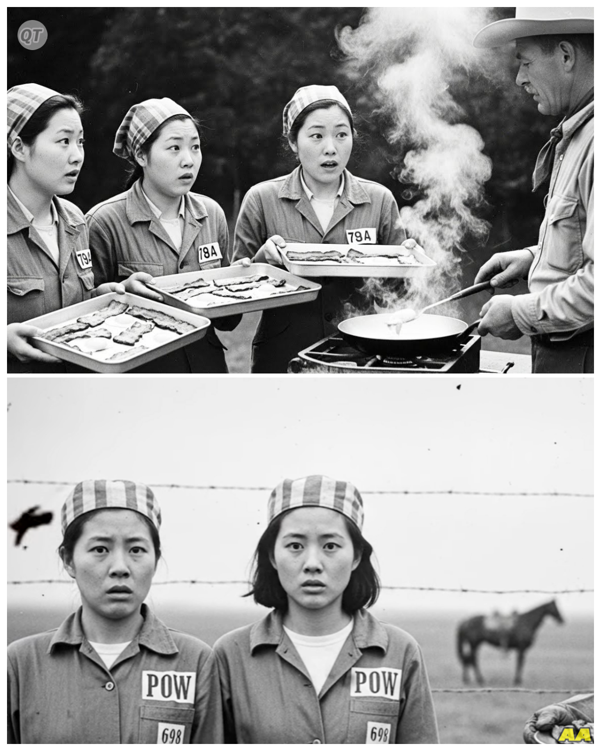 Japanese Women POWs Shocked When Cowboys Served Them Traditional American Breakfast at a Texas Ranch-ZZ