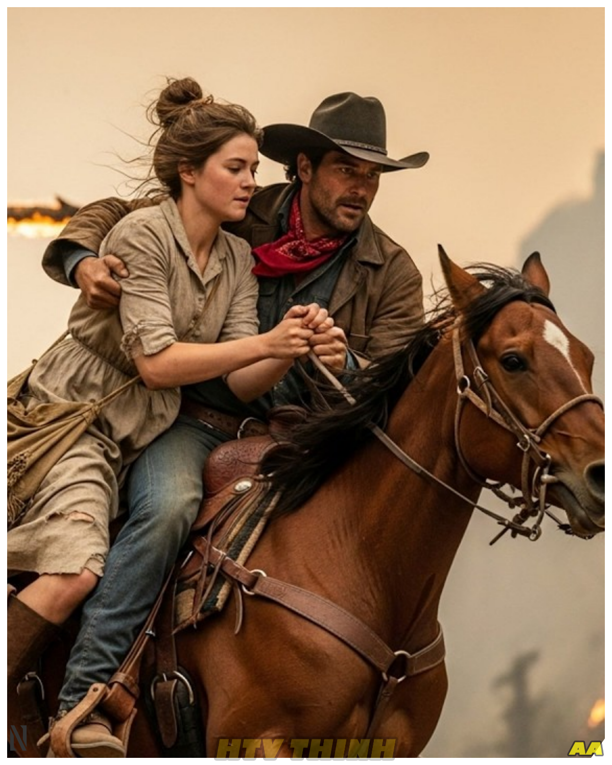 She Was Trying To Outrun A Wildfire On Foot, The Cowboy Pulled Her Onto His Horse Mid-Gallop