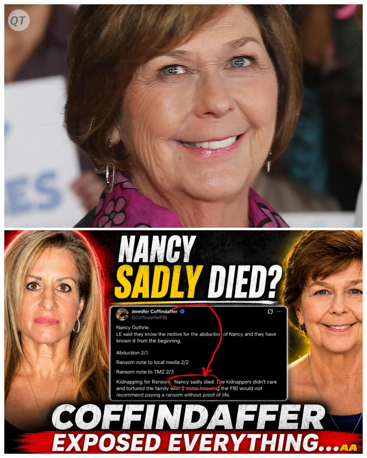 “Coffindaffer Breaks Her Silence: ‘Nancy’s Death Was No Accident!’ The Truth Will Leave You Speechless!” -ZZ  In a dramatic twist that could rival the best of soap operas, Coffindaffer has proclaimed, “I think Nancy did not make it out alive!” But the real kicker? She’s ready to expose the chilling reasons behind her shocking belief. As she unveils a narrative filled with betrayal and hidden agendas, you’ll be left questioning everything you thought you knew about Nancy’s tragic end. Prepare for a revelation that will shake you to your core!