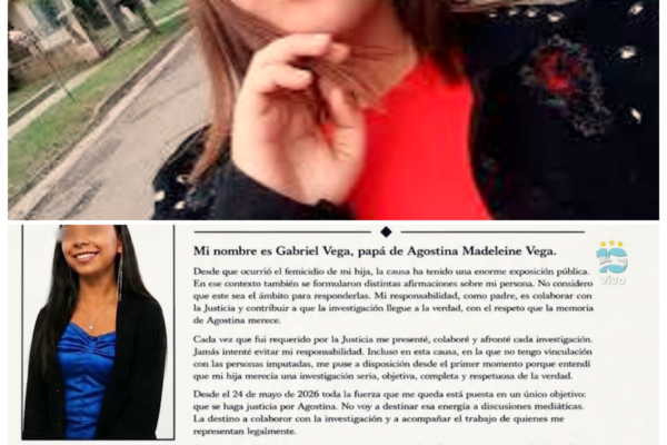 “¡Revelaciones Impactantes! La Carta Abierta del Padre de Agostina: ‘Siento que Intentan Dejarme Sin Justicia’ – Un Testimonio que Podría Cambiarlo Todo” -ZZ  En un acto de valentía y desesperación, el padre de Agostina ha escrito una carta abierta que resuena con la angustia de un hombre que siente que le están robando su derecho a la justicia. “Siento que intentan dejarme sin justicia”, declara, y sus palabras son un testimonio que podría cambiar el rumbo del caso. A medida que se desatan las tensiones y las revelaciones surgen, el público se encuentra ante un drama que no solo es personal, sino que también plantea preguntas sobre la integridad del sistema judicial. ¡No te pierdas esta historia que podría desenterrar verdades ocultas!