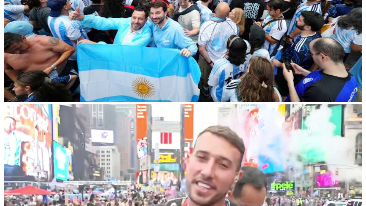 Argentina hizo sentir su presencia en Nueva York con una celebración multitudinaria-ZZ  El banderazo reunió a una gran cantidad de seguidores que transformaron Times Square en una auténtica fiesta albiceleste. La energía de la hinchada volvió a demostrar que la pasión por la Selección no conoce fronteras-ZZ